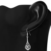Long Celtic Trinity Silver Drop Earrings, ep226