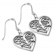 Celtic Heart Solid Sterling Silver Earrings, ep229
