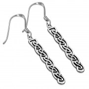 Long Solid Sterling Silver Celtic Knot Earrings, ep233