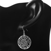 Silver Large Round Celtic Style Earrings, ep235