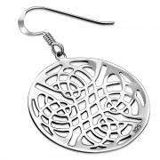 Silver Large Round Celtic Style Earrings, ep235