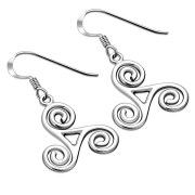 Celtic Triskele Triple Spiral Plain Silver Earrings, ep237