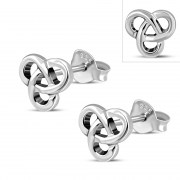 6pairs, Rounded Trinity Knot Silver Stud Earrings, ep258