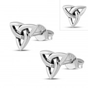 6pairs, Plain Silver Trinity Stud Earrings, ep271
