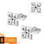 6pairs, Plain Celtic Knot Stud Silver Earrings, ep273