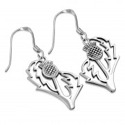 Large Plain Sterling Silver Thistle Earrings, ep292