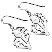 Large Plain Sterling Silver Thistle Earrings, ep292
