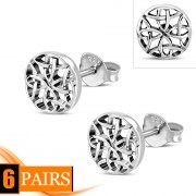 6pairs, Round Celtic Silver Stud Earrings, ep296