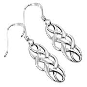 Long Silver Celtic Knot Earrings, ep303