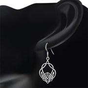 Medium Celtic Knot Plain Sterling Silver Earrings - ep330h