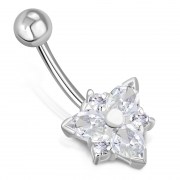  Clear CZ Triangle Silver Belly Ring, f123