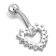 Heart Belly Navel Ring 316L Surgical Steel and 925 Silver, F153