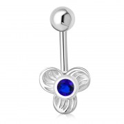 Blue Sapphire CZ Clover Belly Button Navel Ring, f248