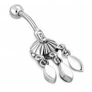 Native American Turquoise Drop Dangling Belly Ring w Turquoise - FBN282TQ