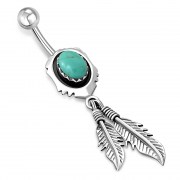 Native American Belly Button Navel Ring w Turquoise, f455
