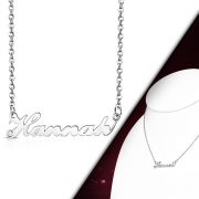 Stainless Steel Hannah Name Personalized Charm Chain Necklace - MPV167