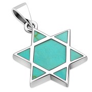 Turquoise Star of David Silver Pendant, p019