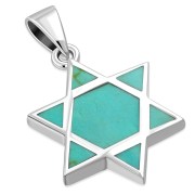 Turquoise Star of David Silver Pendant, p019