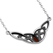 Red Agate Celtic Knot Silver Necklace 40cm / 15.5 Inch