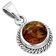 Baltic Amber Round Silver Pendant, p115