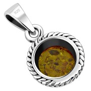 Baltic Amber Round Silver Pendant, p115