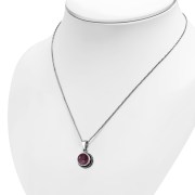 Garnet Stone Round Silver Pendant, p115