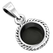 Black Onyx Round Silver Pendant, p115