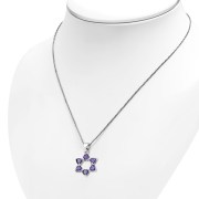 Heart Shape Purple CZ Star David Pendant, p345