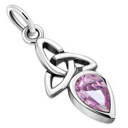 Pink CZ Tiny Celtic Trinity Knot Pendant, p346