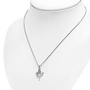Tiny Silver Scottish Thistle Pendant w Amethyst faceted, p347