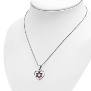Garnet CZ Heart Star David Silver Pendant, p360