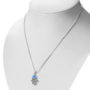 Synthetic Opal Hamsa Silver Pendant, p365