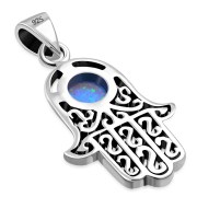 Synthetic Opal Hamsa Silver Pendant, p365
