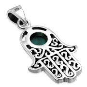 Turquoise Hamsa Silver Pendant, p365