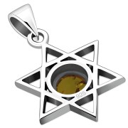 Baltic Amber Star of David Silver Pendant, p378