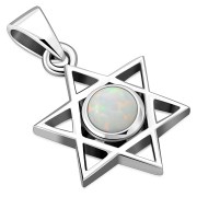 Synthetic Sun & Ice Opal Star of David Silver Pendant, p378