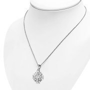 Small Clear CZ Jerusalem Cross Silver Pendant, p452