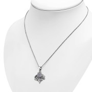 Small Thistle Silver Pendant set w/ Amethyst CZ, p454