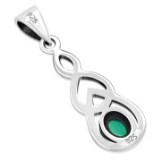 Silver Celtic Pendant set w/ Green Agate, p457