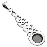 Long Celtic Pendant w Rainbow Moon Stone, p459