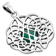 Green Agate Celtic Knot Silver Pendant, p460
