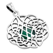 Green Agate Celtic Knot Silver Pendant, p460