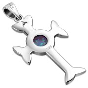 Synthetic Opal Trinity Knot Cross Silver Pendant, p463