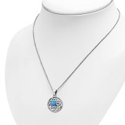 Synthetic Opal Round Celtic Knot Silver Pendant, p467