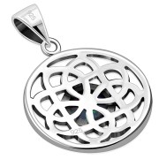 Synthetic Opal Round Celtic Knot Silver Pendant, p467