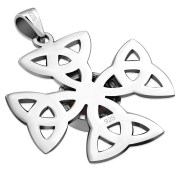 Garnet Celtic Trinity Cross Silver Pendant
