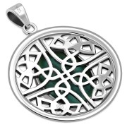 Round Celtic Knot Silver Pendant w/ Turquoise, p470