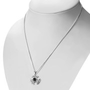 Celtic Silver Trinity Knot Pendant, set w Black Onyx