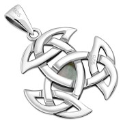 Mother of Pearl Celtic Knot Silver Pendant, p472