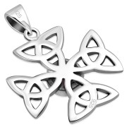 Trinity Knot Celtic Silver Pendant w Garnet